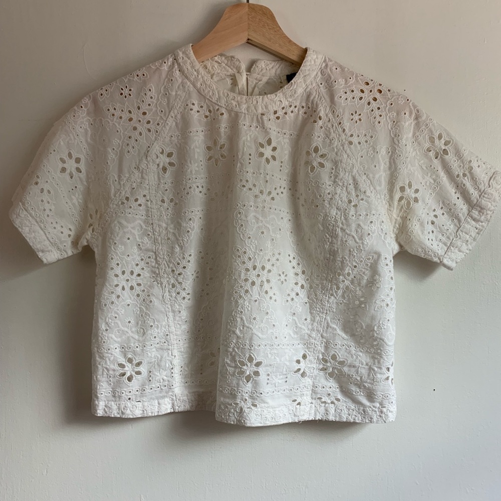 Topshop Eyelet Cropped Tee